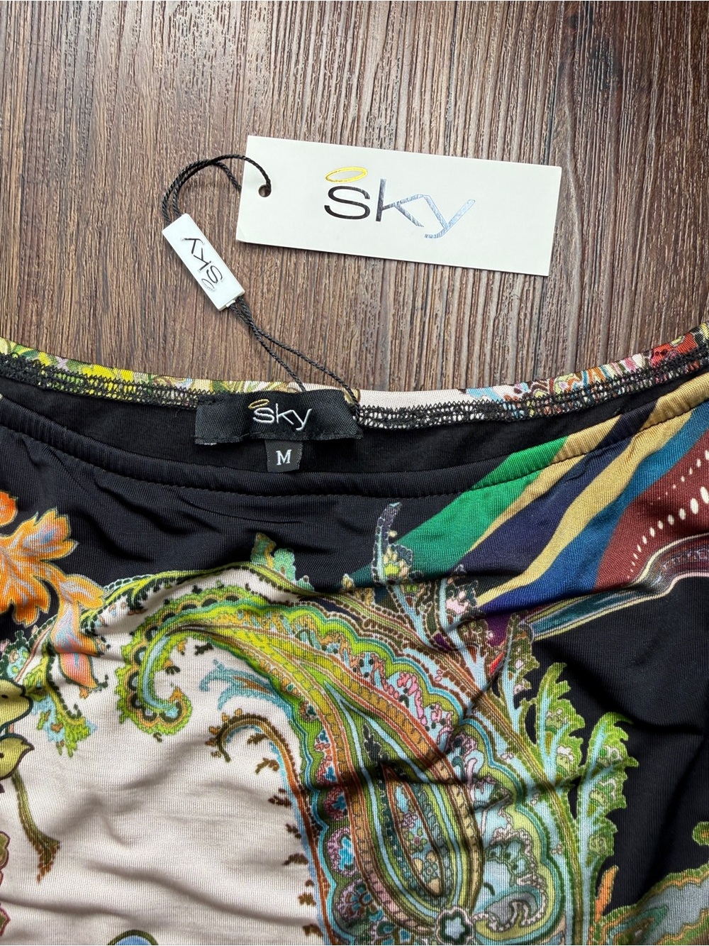 Sky Multicolor Paisley Print Mini Dress with Balloon Sleeves - Picture 4 of 10